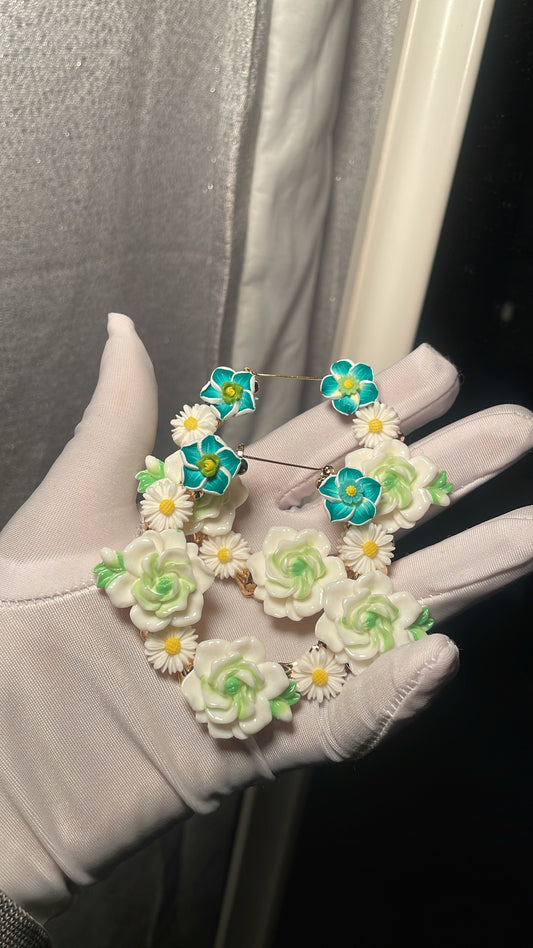 6.4cm green mixed flower freestyle
