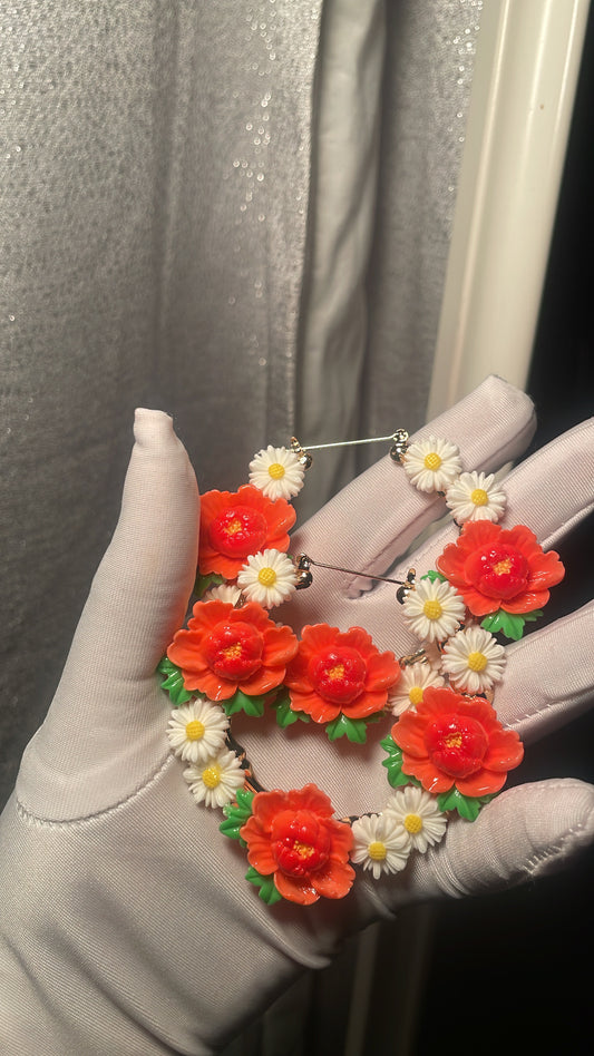 6.4cm red leaf flower freestyle