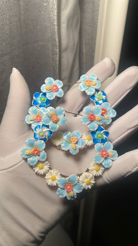 6.4cm blue flower freestyle