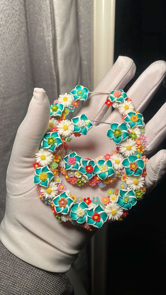 8cm dark green floral freestyle