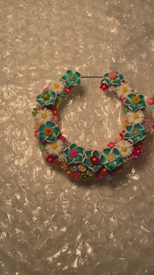 8cm dark green floral freestyle