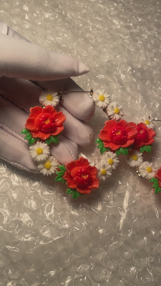 6.4cm red leaf flower freestyle